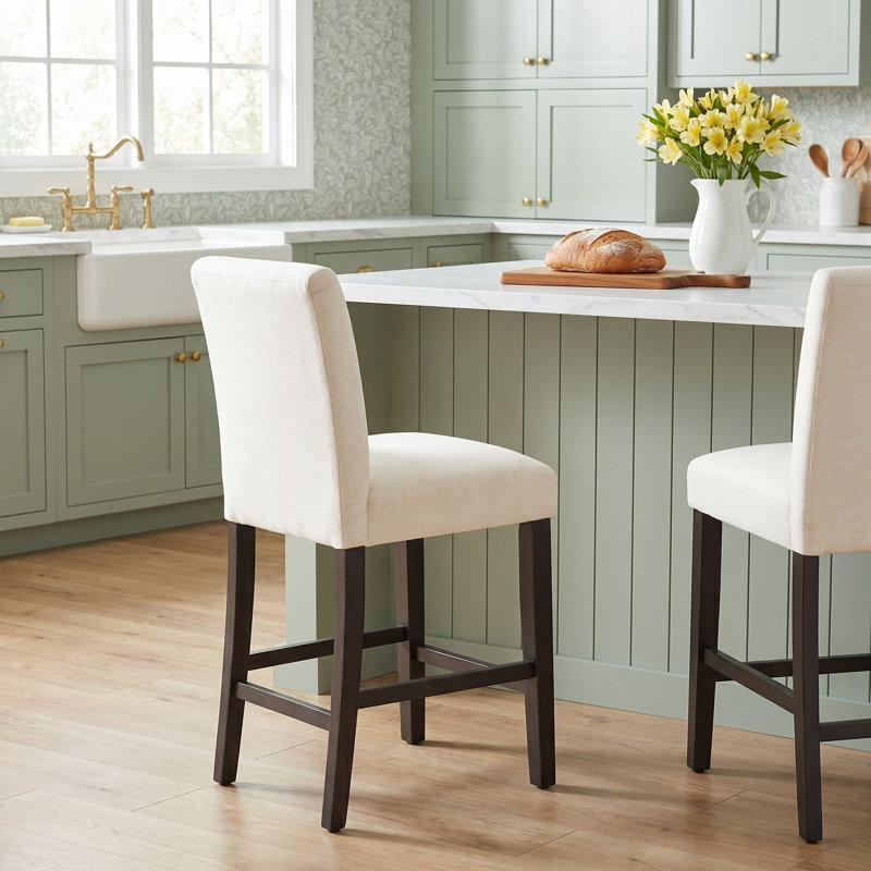 Hadrien Bar & Counter Stool, Bar Stool (31” Seat Height), Shaana Indigo, Black Wood