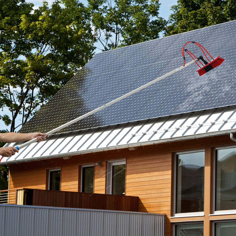 Long Reach Solar Panel Cleaning Brush Kit For Outdoor Windows, 13.8" H x 13.78" W x 236.4" L