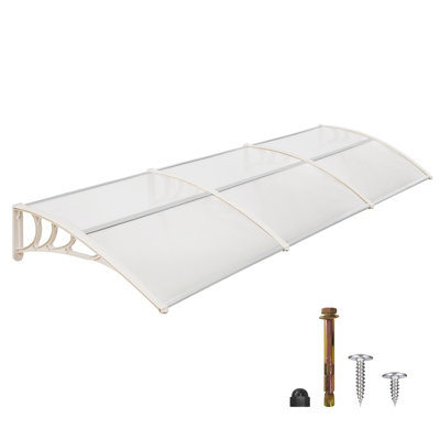 Polycarbonate Outdoor Window Awning, Patio Door Canopy with Aluminum Frame