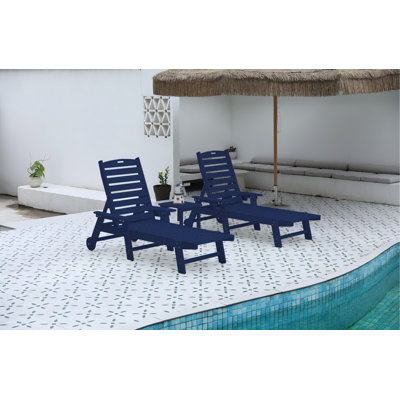 Ensemble de chaises longues d'extérieur avec table, matériau de PEHD, ensemble de 2 chaises de patio