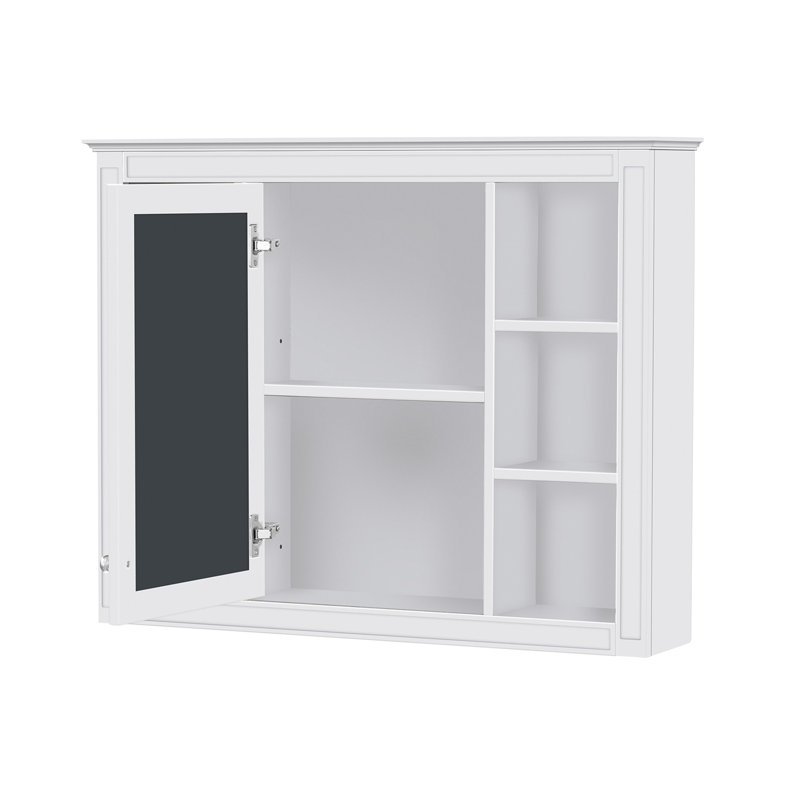 Armoire de salle de bain murale avec miroir, Blanc