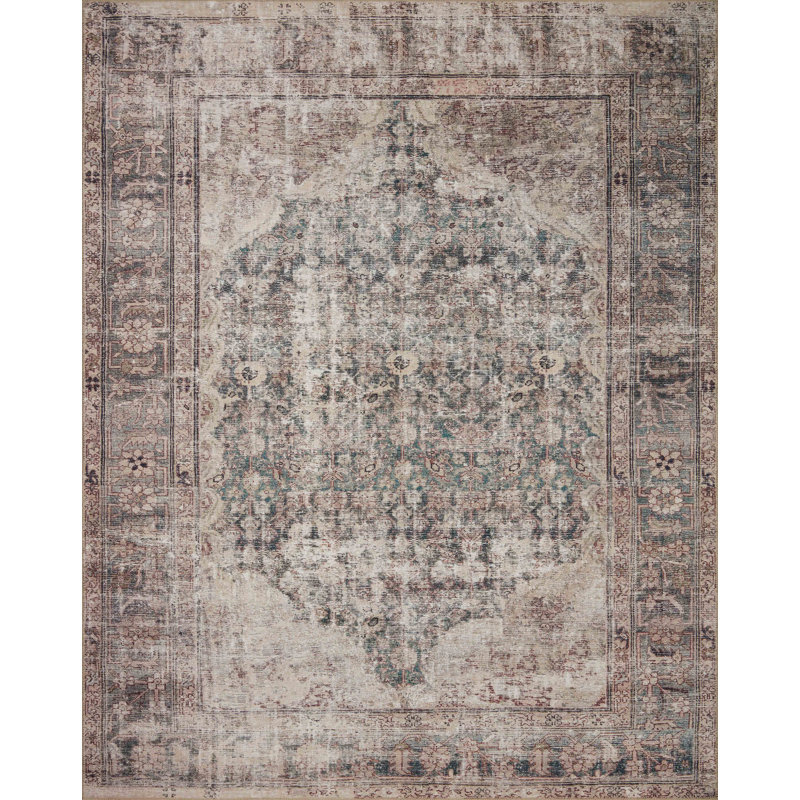 Amber Lewis x Loloi Georgie Lagoon / Beige Area Rug, Rectangle 10' x 14'