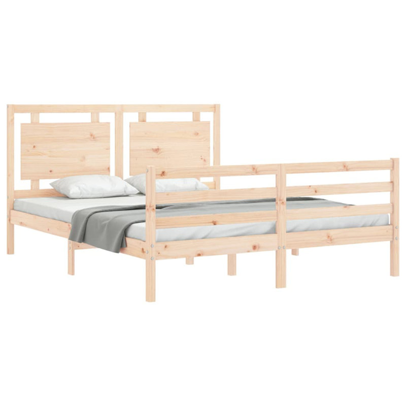 Lyndee Solid Wood Bed, 200 x 200cm, White