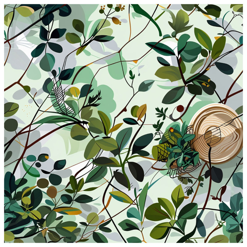 Tapisserie murale à motif de feuilles - Décoration murale nature, 68 po H x 80 po L avec 4 œillets