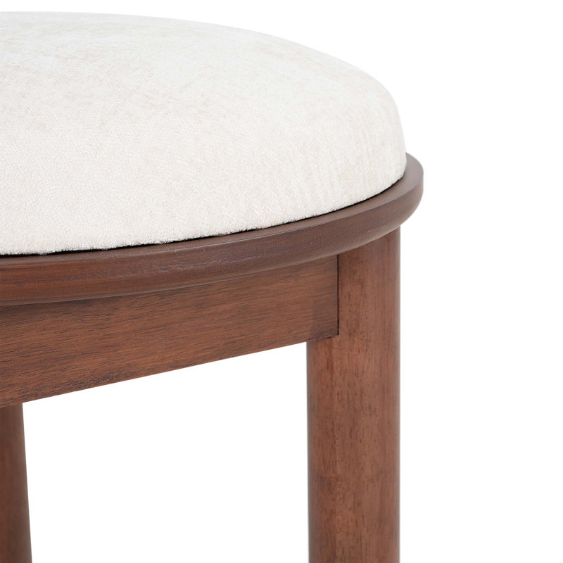Chaise de salle à manger en polyester et tissu beige avec structure en bois (ensemble de 2) - noyer