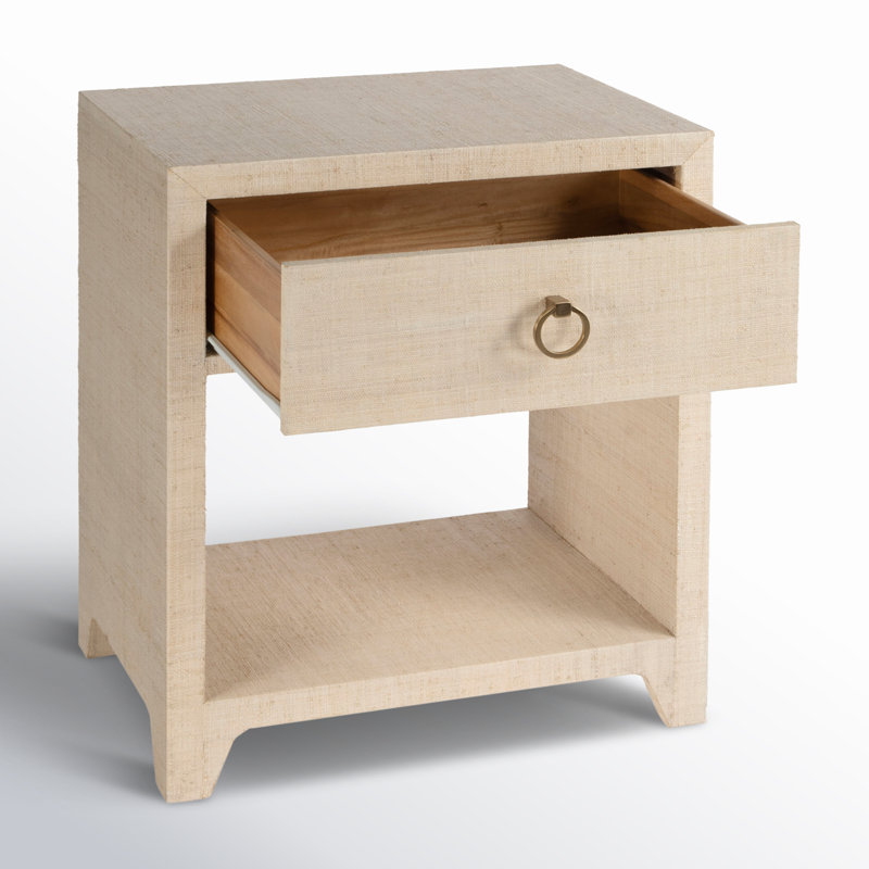 Bar Harbor Raffia 1 Drawer Nightstand, Natural