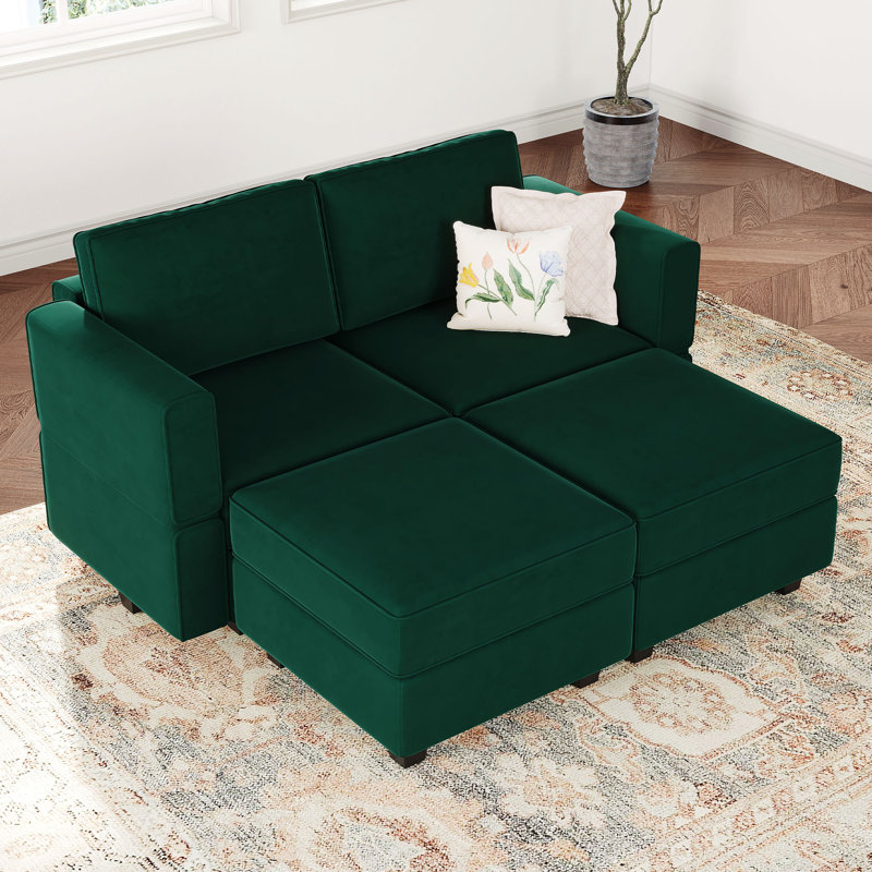 Canapé modulaire avec rangement 63,8 po Nakash, Velours vert