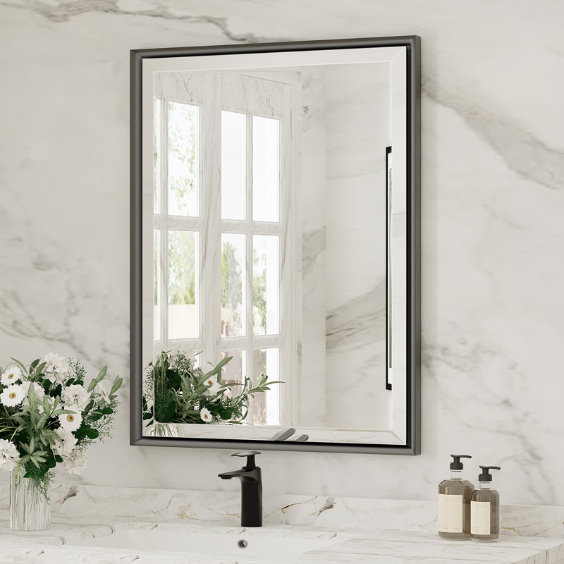 Miroir de salle de bain mural biseauté, 32 po x 24 po