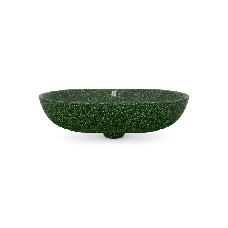 Woodio Soft60 15.748'' Wood Oval Bathroom Sink, Moss