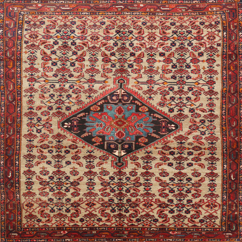 Tapis beige Southwestern, Carré 7 pi