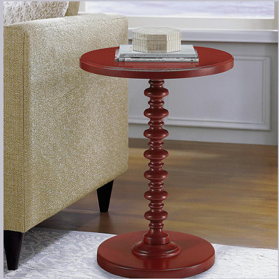 Table d'appoint ronde rouge en bois