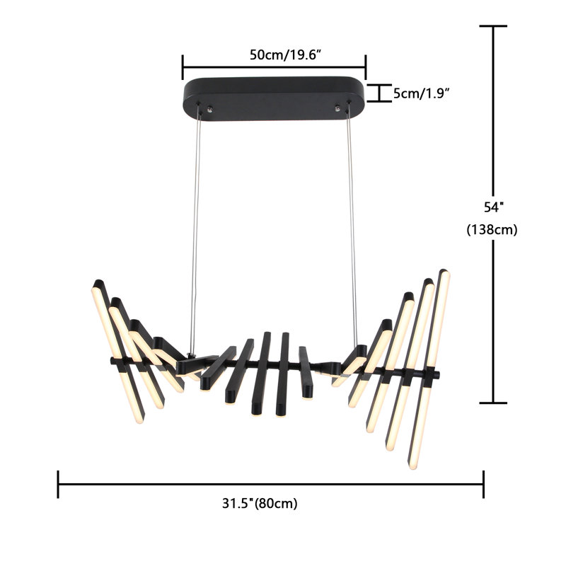 Elegant Black Linear Piano Keys Pendant Chandelier