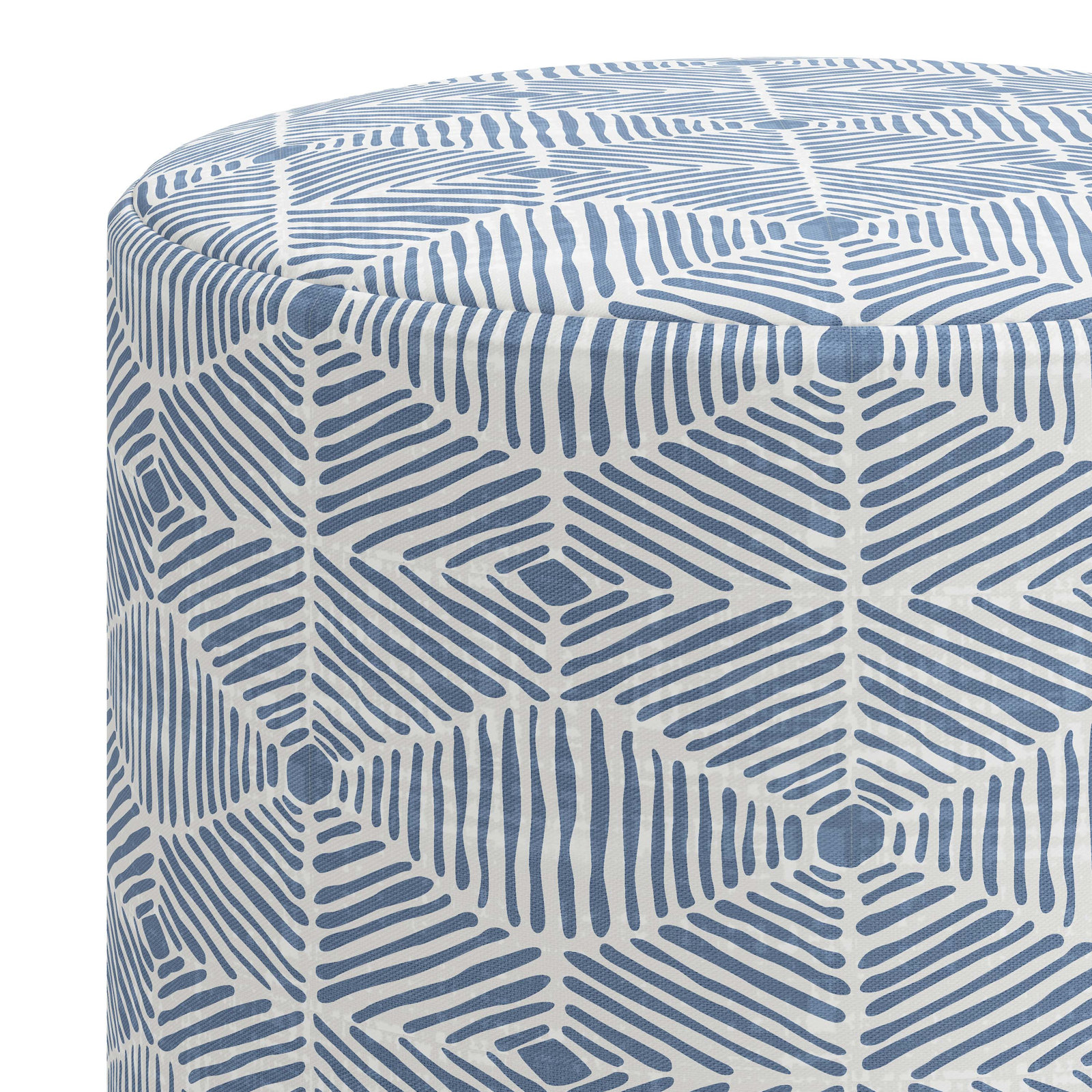 Epaulette Upholstered Ottoman, Painted Diamond Dusty Blue
