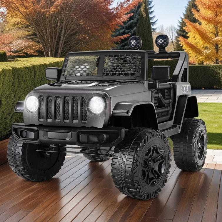 12V Kids Ride On Electric Jeep Car Vehicle w/ Parent Remote Control, Safety Belt, Light,Music Player DreamDwell Home Color: Black