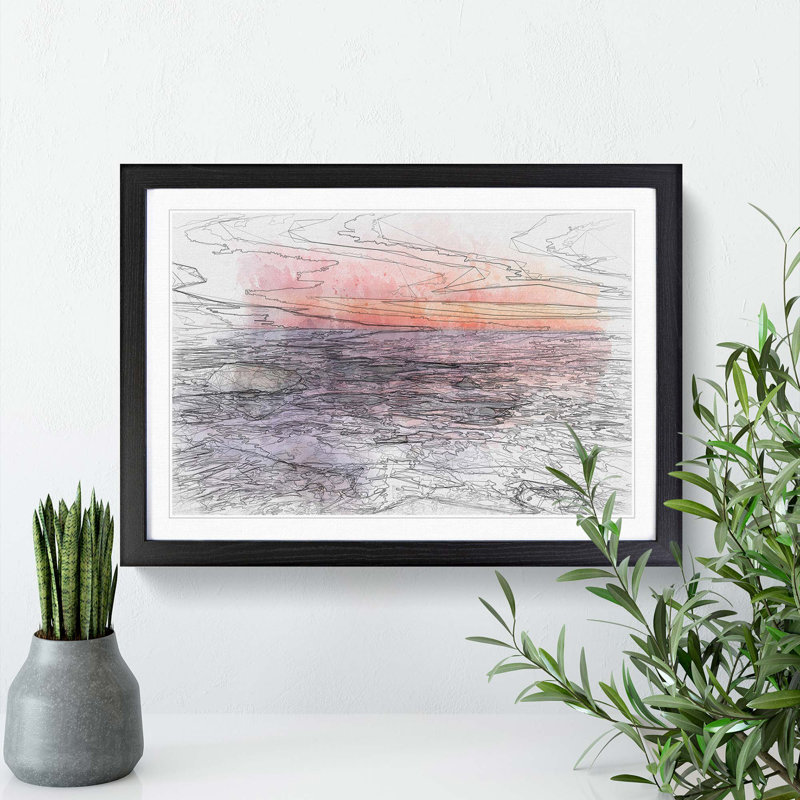 Beach in Spain in Abstract - Picture Frame Graphic Art Print, 48cm H x 65cm W x 2cm D, Black Framed