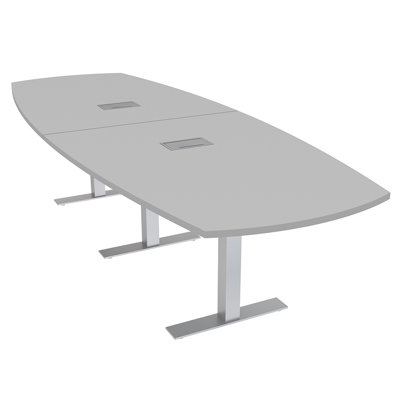 Arc Boat Conference Table With Metal T Bases Power And Data Modules