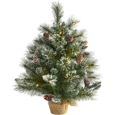  Frosted Pine Artificial Christmas Tree with LED Lights and Pinecones