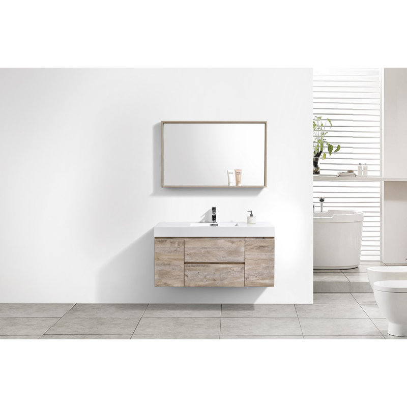 Ensemble de meuble-lavabo mural simple de 47,25 po Royka, Naturel