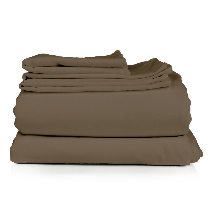 Ensemble de draps en micro-fibre, Taupe, Ensemble de draps pour grand lit + un drap-housse 