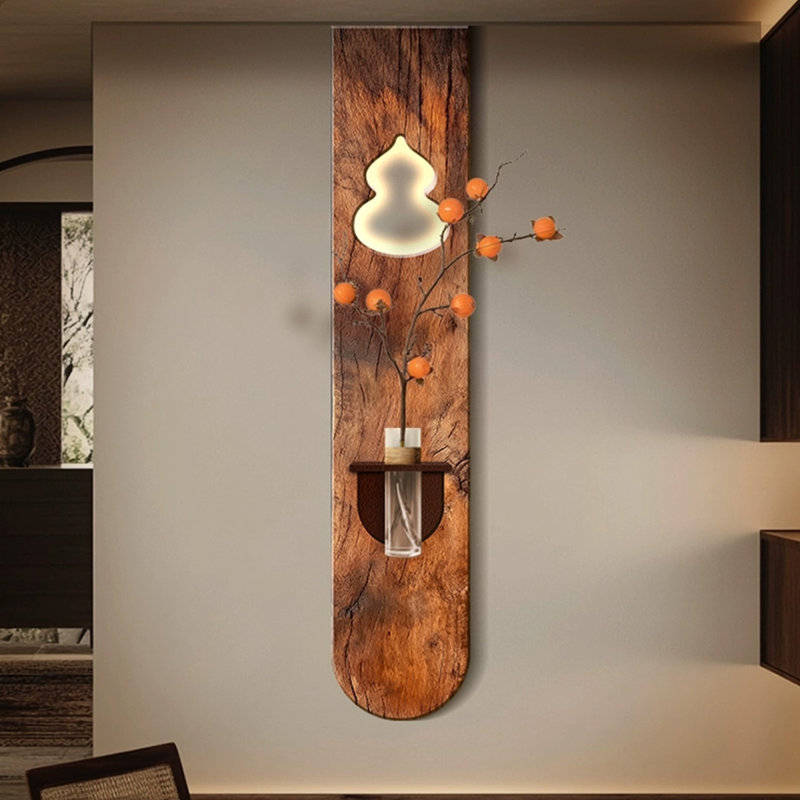 Art mural brun ovale en grès, H 47,24 po x l 9,84 po