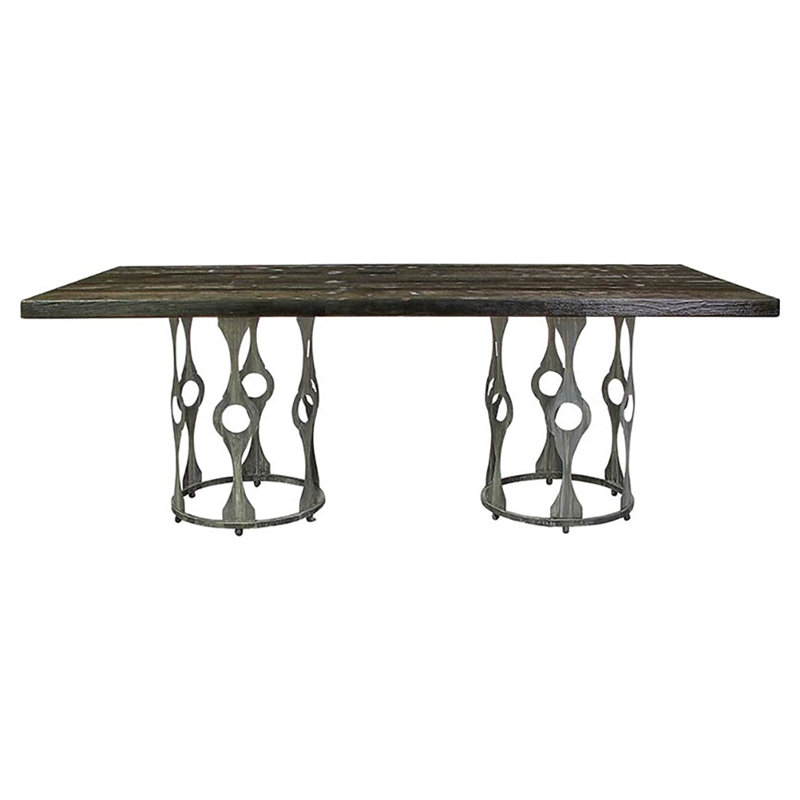 Balustrade 40'' Iron Dining Table, Sand Blasted Pine