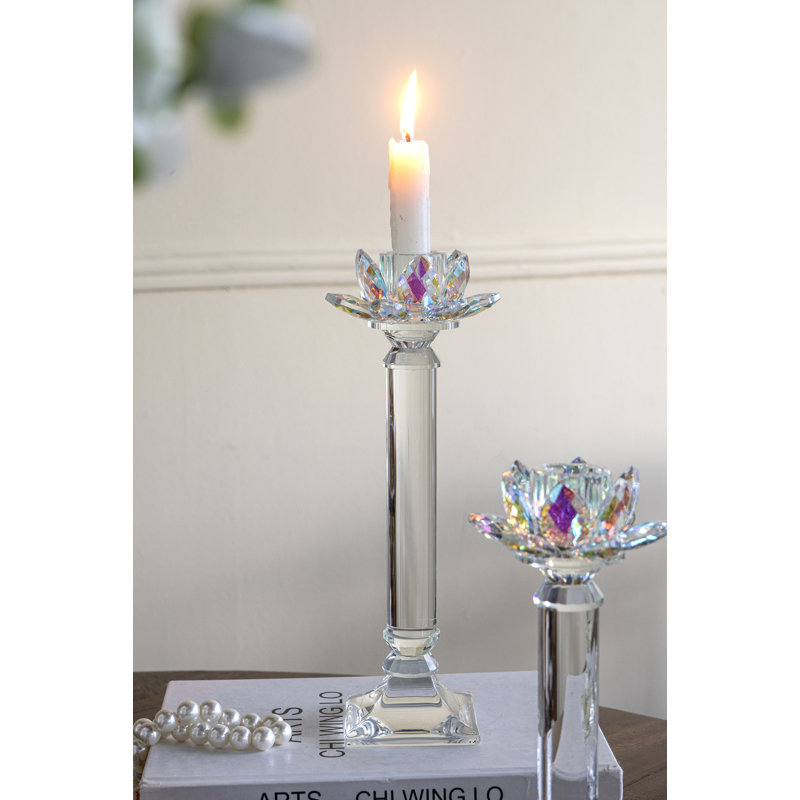 Porte-bougie en verre D4.5X11, H 11 po x l 4,3 po x P 4,3 po