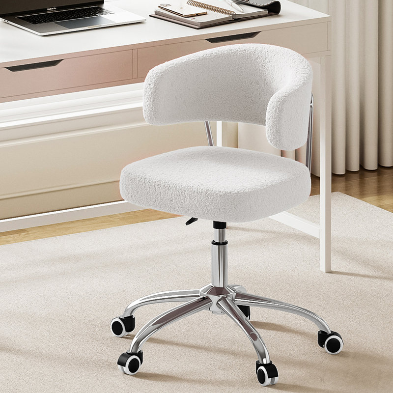 17 Stories Rencho Wool Office Chair, White