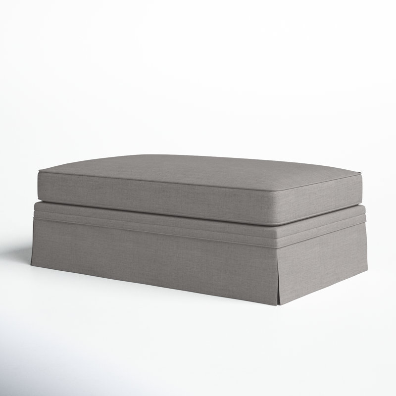 Shelby Upholstered Storage Ottoman, Cast Silver Sunbrella®