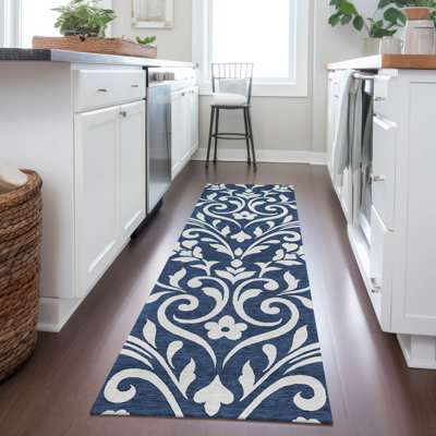 Tapis intérieur / extérieur en polyester tissé à la machine mâle / bleu marine mâle Malé