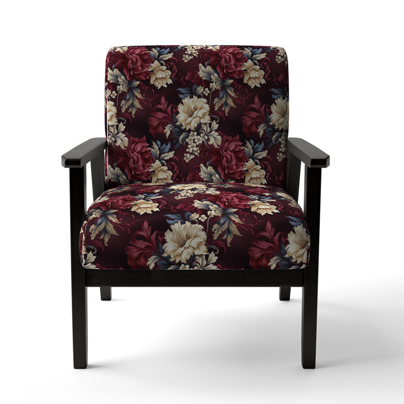 Chaise d'appoint florale Cobalt, Motif victorien grand damassé régence