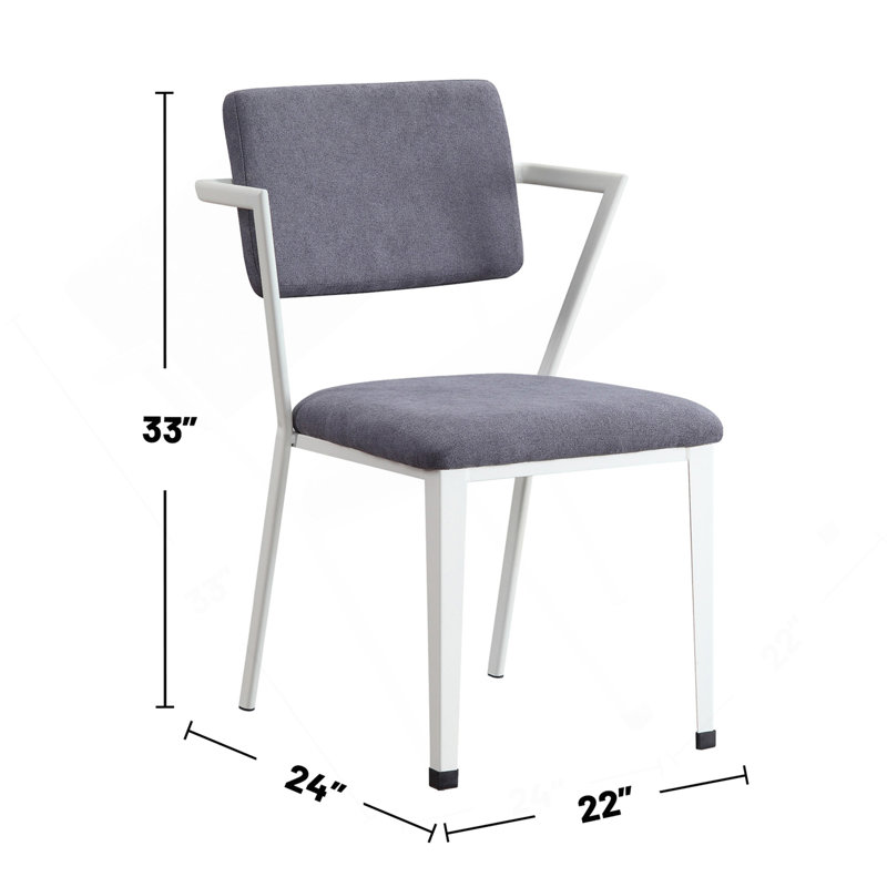 Chaise de bureau en métal avec coussin rembourré, gris et blanc
