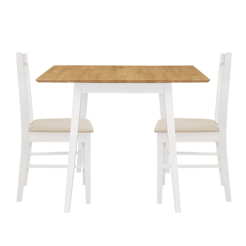 Cales 2 -Person Drop Leaf Rubberwood Solid Wood Dining Set