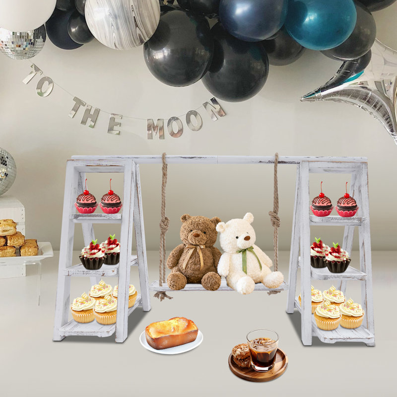 Présentoir de table à 3 niveaux avec porte-petits gâteaux et plateaux amovibles