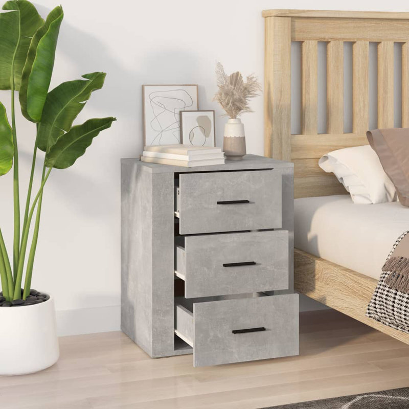 Javoney 50cm W Manufactured Wood Bedside Table, Grey