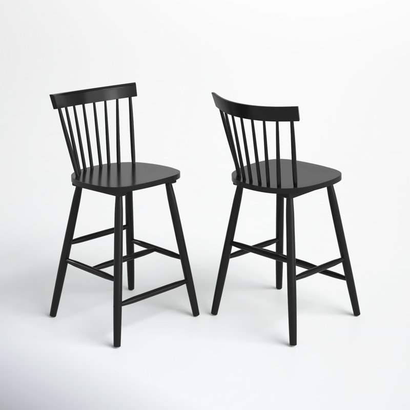 Solid Wood Counter Stool, Counter Stool (61cm Seat Height), Black