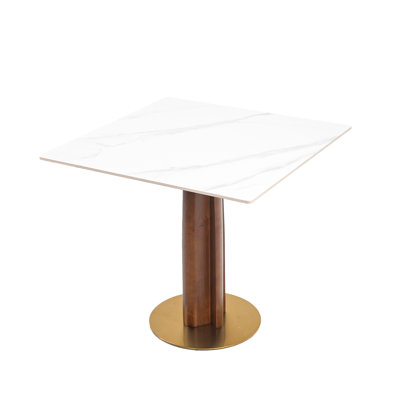 Allman Folkestone Modern Square Sintered Stone Conference Table With Solid Wood Base