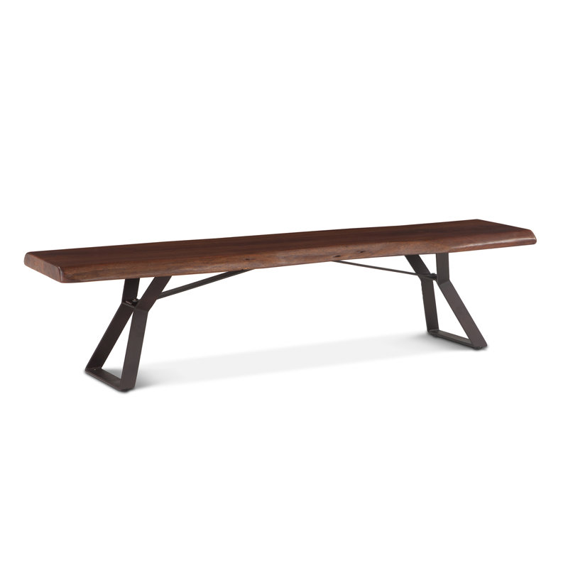 London Loft Solid Wood Dining Bench, Walnut/Antique Zinc, 18.5" H x 90" W x 18" D