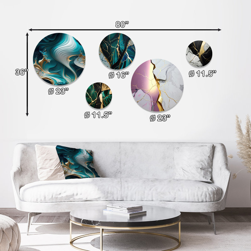 Abstract Geode Turquoise II - Abstract Marble Metal Wall Décor