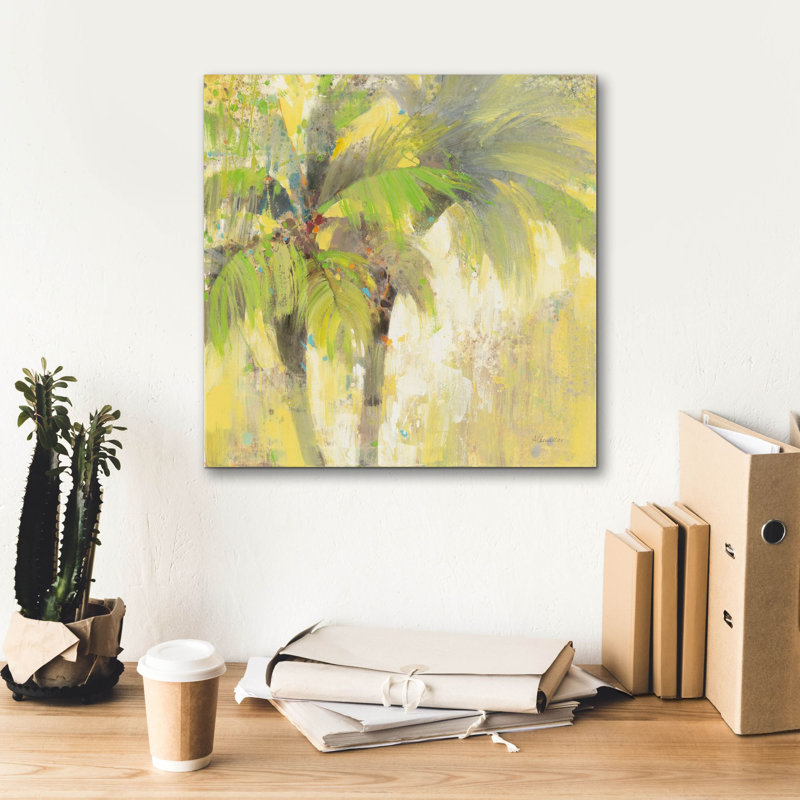«Breezy Palm 1» par Albena Hristova, art mural sur toile, H 18 po x l 18 po x P 0,75 po