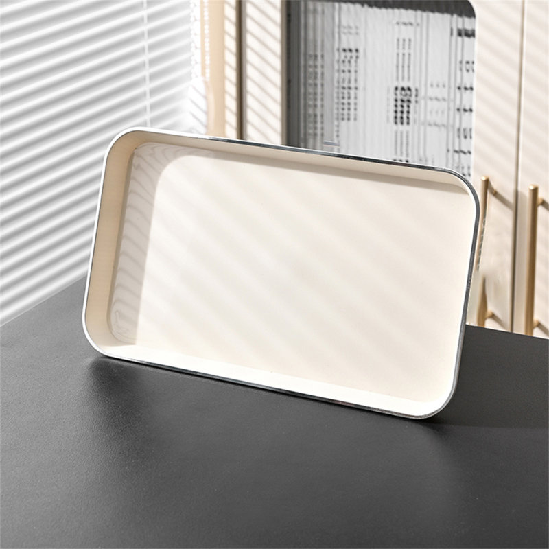 2 Pack Rectangular Plastic Tray For Home Use In Living Room, Perfect For Serving Tea Cups, Water Cups, Plates, Fruits, Snacks, And Storage
