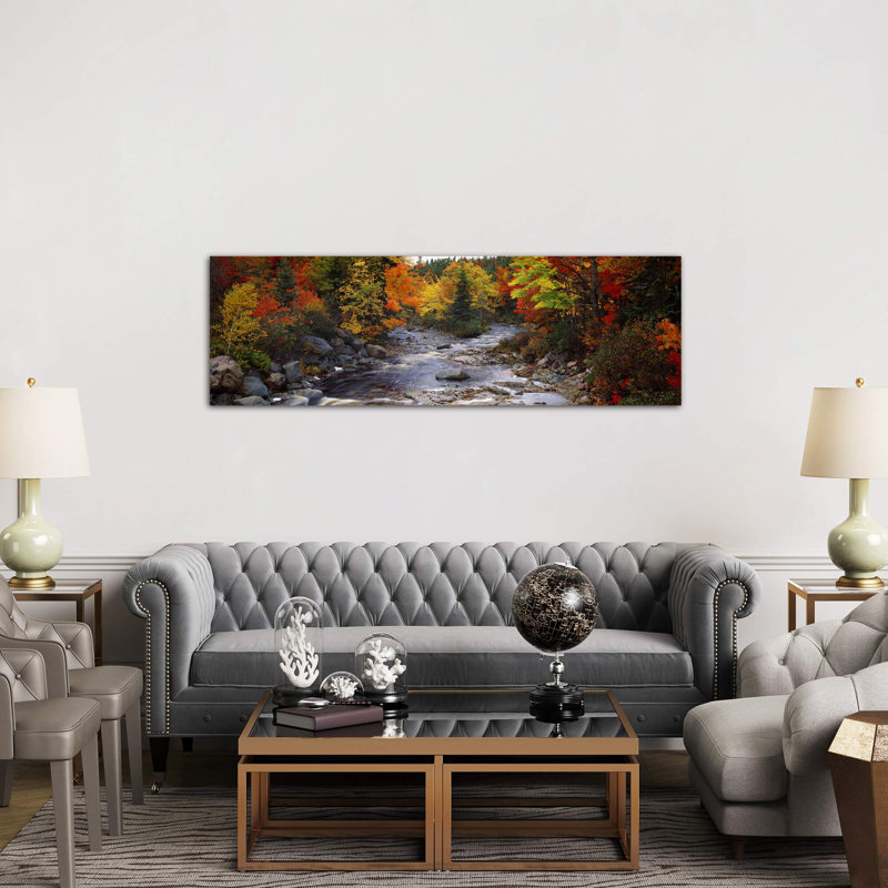Stream With Trees In A Forest In Autumn, Nova Scotia, Canada by Panoramic Images - Wrapped Canvas Panoramic Print