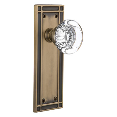 Mission Plate with Round Clear Crystal Door Knob