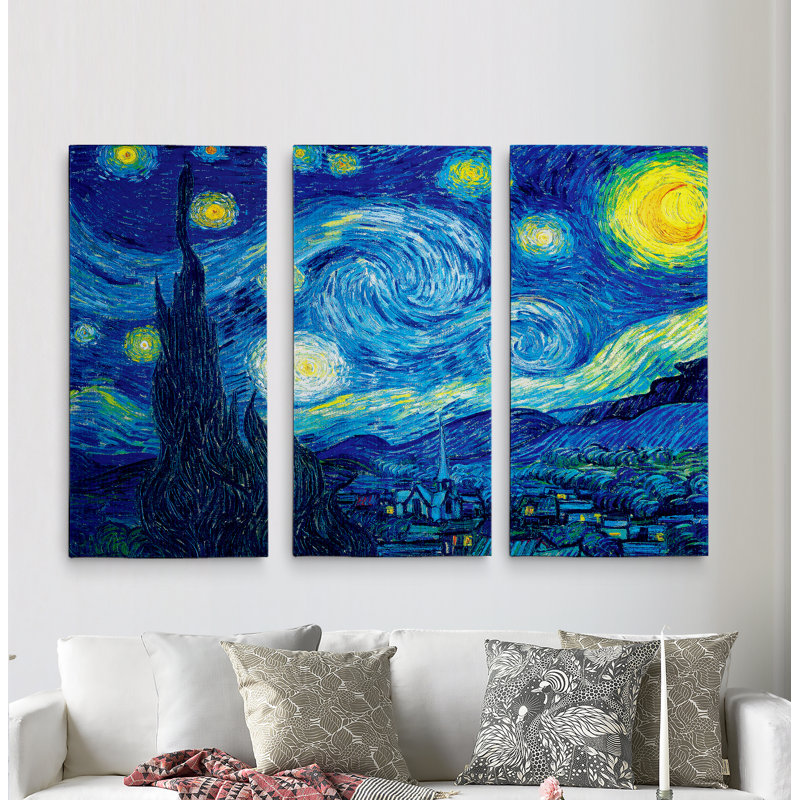 « starry night » par vincent van gogh, reproduction d’image sur toile de qualité supérieure, H 24 po x l 36 po x P 1,5 po