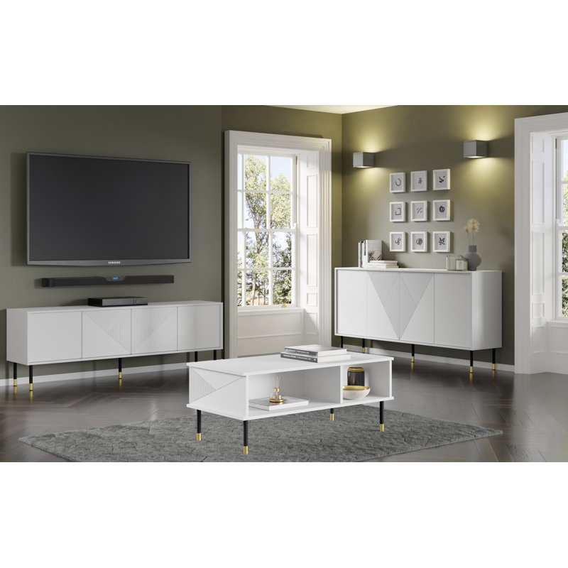 Woody Coffee Table With Storage Space, White