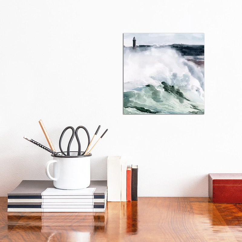 Lighthouse Waves I 1 Piece Wrapped Canvas Painting, 30.48cm H x 30.48cm W x 1.905cm D