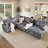 130" U-Shaped Sectional Sofa Bed with Chaise, Pull Out Sleeper and Storage, 7-Seater Convertible Couch for Living Room, Gray Corduroy-1092985286