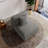 Milbrey Upholstered Light Gray Corduroy Armless Accent Chair with Pillow Back and Solid Wood Legs-574672834-595439994