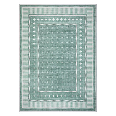 Modern Bordered Machine Washable Area Rug