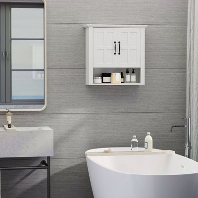 Medicine Cabinet, 3-Tier Bathroom Wall Cabinet With Adjustable Shelf And 2 Doors, Bathroom Cabinet For Over The Toilet