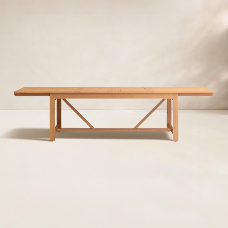 Table de salle à manger extensible en bois d'eucalyptus de Venise 118 ", Marron clair